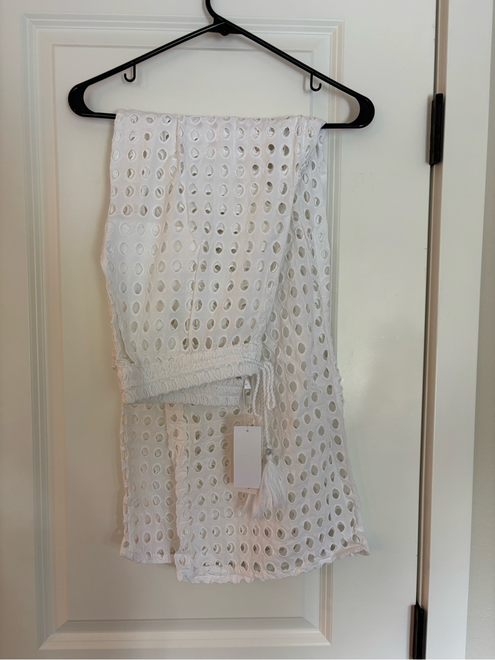 White Eyelet swim cover up pants